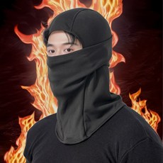 일상애착 겨울 방한 기모 바라클라바 후드 넥워머 일체형 마스크, 검정, 1개