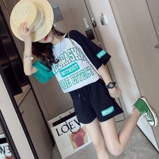 女寬鬆短袖短褲兩件式套裝