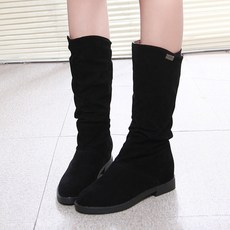 지디오 여성 가죽 롱 부츠 2.5CM 로우힐 통굽 낮은굽 소프트 슬라우치 가을 겨울 발편한 신발