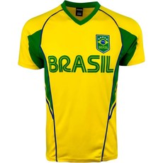 콘 스포츠 남성 브라질 퍼포먼스 저지 성인 사이즈 축구 셔츠 반팔 티셔츠, XX-Large, Yellow
