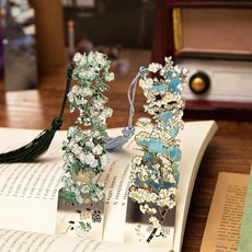 Gugululu 술이 있는 금속 책갈피 2개 은색 할로우 반 고흐 유화 테마 아트 책 애호가 작가 독자 어린이 청소년 남성 여성 성인용 (블로썸 + 로즈) 125924 747, 2pcs-blossoms+ Rose