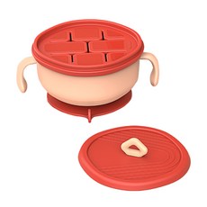 雪倫小舖 禾果三合一學習碗 吸盤碗 零食防掉碗 喝湯吸管碗 附蓋子, 奶油粉-F, 1個