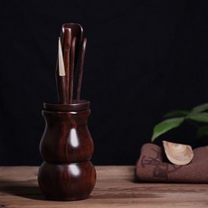 黑檀木茶道六君子功夫茶具實木茶盤配件雙魚圓杯墊茶道零配 副廠商品 爆品, 1個, 黑檀葫蘆茶道六君子+送茶巾茶刮