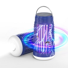 CCAGU 태양광 모기퇴치기 감전식 휴대용 날파리 해충퇴치기 충전 무선 LED 캠핑 랜턴 벌레퇴치기, 블루