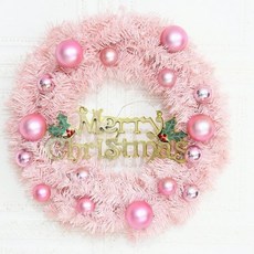 【 台灣直發 】 耶誕節裝飾粉色 耶誕花環 30/40/50cm藤環 商場櫥窗場景裝飾, 1個, 30cm帶裝飾