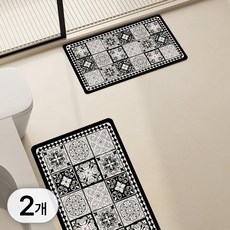 투데이리빙 2종 세트 타일 패턴 규조토 발매트 흡수 물흡수 욕실 주방 화장실 싱크대 현관 거실 매트 소프트 발판, 2개