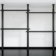 38파이 와이드 4단 행거 고강도 스틸 파이프 설치형 튼튼한 시스템 행거, 블랙