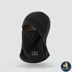 MyWa 全包式內刷毛保暖防風頭套 帽子圍脖一體設計 騎車戶外秋冬適用 黑色, 黑