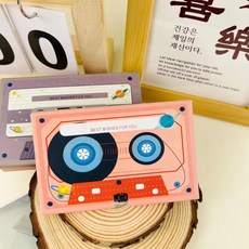 可充電錄音賀卡 復古晶片磁帶設計 60秒錄音 無需絕緣片, 30秒錄音 - 粉色
