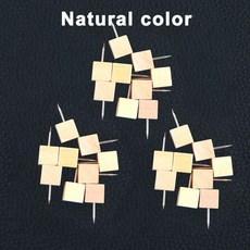 재봉 미싱 50/100Pcs 상자와 나무 푸시 핀 엄지 압정 장식 코르크 보드에 대 한 표준 철강 포인트지도 홈 오피스 공예, [00] 100Pcs, [00] Natural Color Square