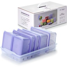 땡스소윤 냉동실 전용 밀폐용기 트레이팩B, 1개, 트레이+5호 1.3L(2개)+7호 600ml(2개)+8호 600ml(2개)