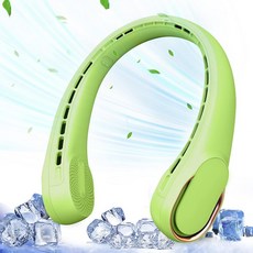 ASNUG 휴대용 넥 팬 남성용 4000mAh 충전식 개인용 360 핸즈프리 블레이드 3단 속도 조절 가능 빠른 냉각 매우 조용함 가정 사무실 스포츠에 적합, Avocado Green