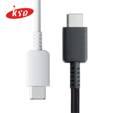 케이에스디 C to C 초고속 25w PD 최대 60W 충전 케이블 블랙 화이트 1m 2m, TPE, 1개