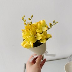 봄의선물 납골당 꽃다발 봉안당 꾸미기 조화 프리지아 [벽부착] 성묘꽃, 프리지아-옐로우, 1개