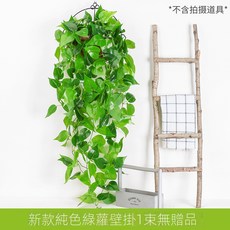 仿真綠蘿客廳掛墻綠植 壁掛植物裝飾 垂吊假花藤 條室內藤蔓吊蘭吊籃, 新款純色綠蘿吊蘭1束, 1個