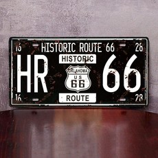 차량 번호판 빈티지 외국차 플레이트 펍 장식 소품 카페, 1개, 옐로우