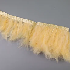 10-15cm 터키 깃털 트림 푹신한 Marabou 프린지 DIY 웨딩 의류 장식 드레스 액세서리 바느질 깃털 리본, 01 light yellow, 01 2 meters