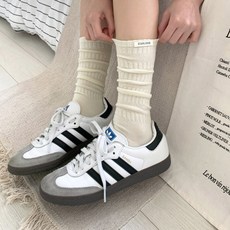 [비마이뮤즈] [쫀쫀] 데이브 라벨 루즈 셔링 시보리 패치 발목 양말