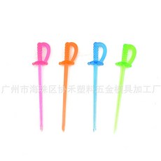 創意塑膠寶劍形水果叉 彩色半透明果凍色, 透明, 1個