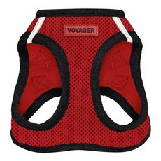 Best Pet Supplies 스텝인 에어 강아지 하네스 - 사계절 메시 소형 및 중형견 - 블랙 XL, 하네스(블랙/레드 트림), L(가슴둘레: 18인치~20.5인치), 1개