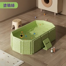 嬰兒浴盆嬰兒洗澡盆兒童摺疊浴桶寶寶可坐躺新生兒一體兒童洗澡盆, 1個, 板材-塗鴉綠嬰兒浴盆:1個