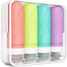 팬루오나이스 TSA 승인 실리콘 여행용 병 세트 세면도구용 누수 방지 용기 비행기 및 휴가용 필수품노란색, Yellow