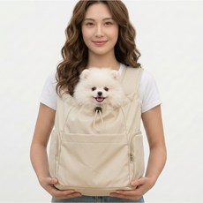옴마펫 강아지 앞가방 포대기 프론트백, 1개, 베이지