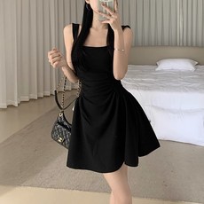 cammello 웨이스트 핀턱 디테일 나시 원피스 셔링 미니드레스