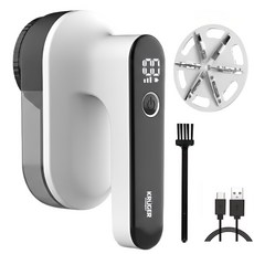 크루거 보풀제거기 세탁소용 6중 충전식 대용량 LED, 프리미엄 화이트블랙, KRLR-1329