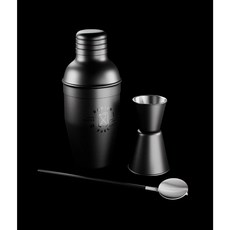 Danish Fuel 調酒器組合不鏽鋼調酒用具套裝含雪克杯碎冰錘等多種專業調酒工具, 1個, Black