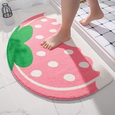 부드러운 딸기 바닥 매트 미끄럼방지 발 패드 현관 러그