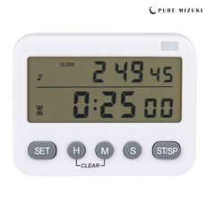 퓨어미즈키 듀얼 스톱워치 순공 진동 무소음 수능 공부 쿠킹 타이머, 1개, 화이트계열