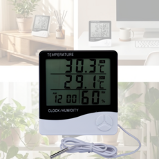 빌리팜 실내외 온도계 디지털 습도계 2way, 1개, 화이트블랙