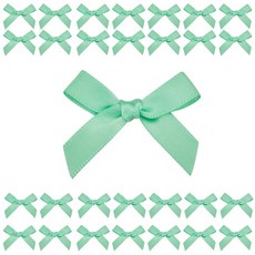미니 완성리본 리본완제품 장식리본 4cm, 50개, 민트그린