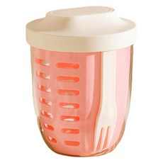 엠토이 휴대용 과일 컵 도시락 포크 포함 650ml, 핑크, 1개