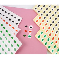 제임스마켓 원형 화살표 스티커 라벨스티커, 흰바탕 - 녹색