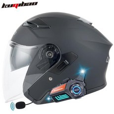 헬멧 블루투스 이어셋 Bluetooth Motorcycle Helmet Half Open face Do, XL, 7)Mute Black