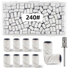 네일드릴비트 케어 제거 각질 100개 240 그릿 흰색 샌딩 밴드 네일 드릴 비트 직경 0.31 극세사 벨트 업그레이드 만드렐 아크릴 네일용 전문가용, 240-Grit-white