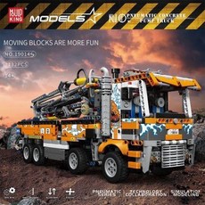 宇星模王19014S工程車積木：氣動混凝土泵車挖掘機，成人拼裝機械工程模型, 1個, 宇星模王19014S气动混凝土泵车挖掘机