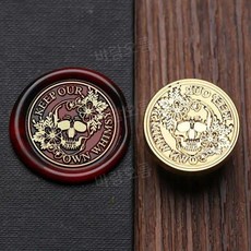 초대장 왁스 스탬프 할로윈 스컬 패턴 1개 탈착식 황동헤드, 79-2.5cm