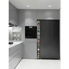 슬림 틈새선반 주방 정리대 수납장 캐비닛 냉장고 부엌 다용도, 9칸 바퀴 있음 높이 169.9cm, 12cm 폭 투명그레이