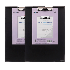 프로비즈 투명커버 멀티클립보드 A3 세로형, 2개, 흑색