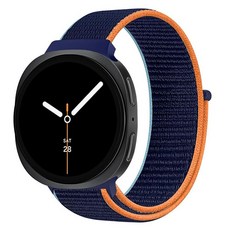 HAYONLIY 나일론 밴드 삼성 갤럭시 워치 8 44mm 40mm/갤럭시 클래식 46mm와 호환 부드러운 스포츠 조절 가능한 스트랩 남성 여성용 178134 8537646, 블랙 & 오렌지