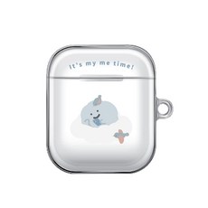 方坊 Me time AirPods 1/2/3/Pro/Pro2 耳機保護套 可愛卡通AirPods保護殼 交換禮物, AirPods 1/2,【連體】透明硬殼 (配吊飾)