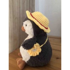 Jellycat 花生企鵝 爆炸頭 娃衣 娃帽 迷你包 手工成品 禮物, 1個, 11cm花生企鵝適穿,遮陽帽+花朵包不含玩偶