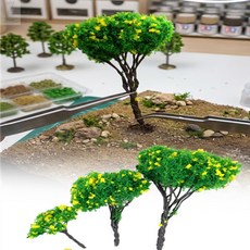 픽만 디오라마 마이크로조경 테라리움 미니어처 나무 활엽수노랑꽃 마을꾸미기, H=65mm
