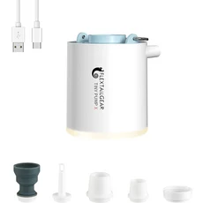 FLEXTAIL TINY PUMP X - 풀 플로트 에어 매트리스 진공 가방용 충전식 1300mAh 배터리가 포함된 휴대용 캠, 04 Blue with light, 1개