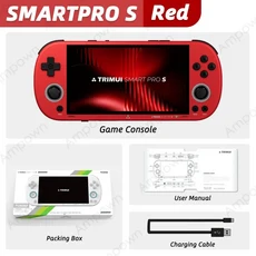 TRIMUI SMART PRO S 휴대용 게임 콘솔 496'' IPS 스크린 올위너 A523 프로세서 홀 조이스틱 RGB 조명 TG505, 02 No Card0 Games, 01 Red