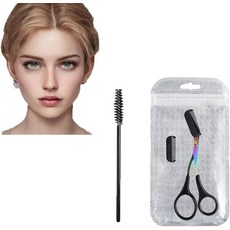 눈썹 가위 빗과 브러시가 있는 미끄럼 방지 트리머 여성용 브로우 면도기 커터 셰이퍼 트리밍 메이크업 도구, Black