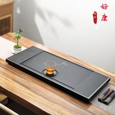 靜心緣 烏金石茶盤 石材排水茶海 整塊石雕茶臺 40x20x3公分, 1個, 靜心緣（備註收件地址和電話）,40cm*20cm*3cm